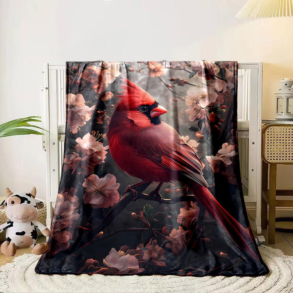 Cardinal Among Blossoms Blanket for All Seasons Blanket Lunch Break Throw Gift