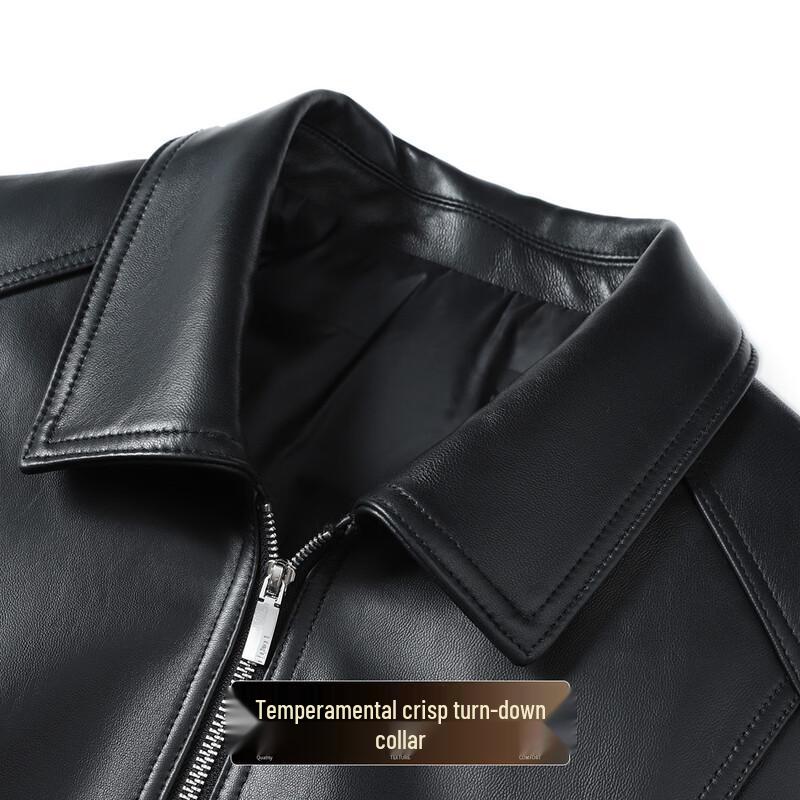 Futing Men's Sheepskin Goose Down Leather Jacket