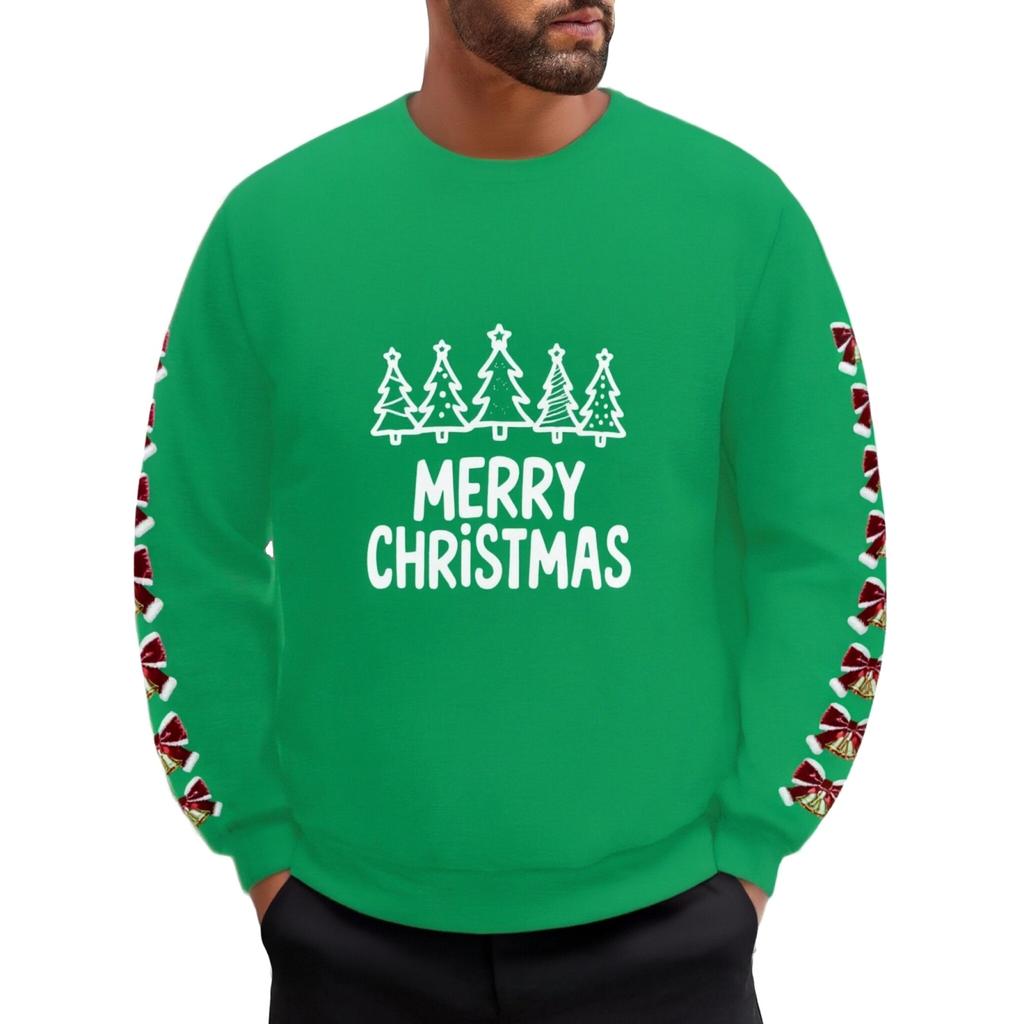 Men's And Women's Casual Christmas Printed Long-sleeved, Fleece Thick And Warm Round-neck Sweatshirts