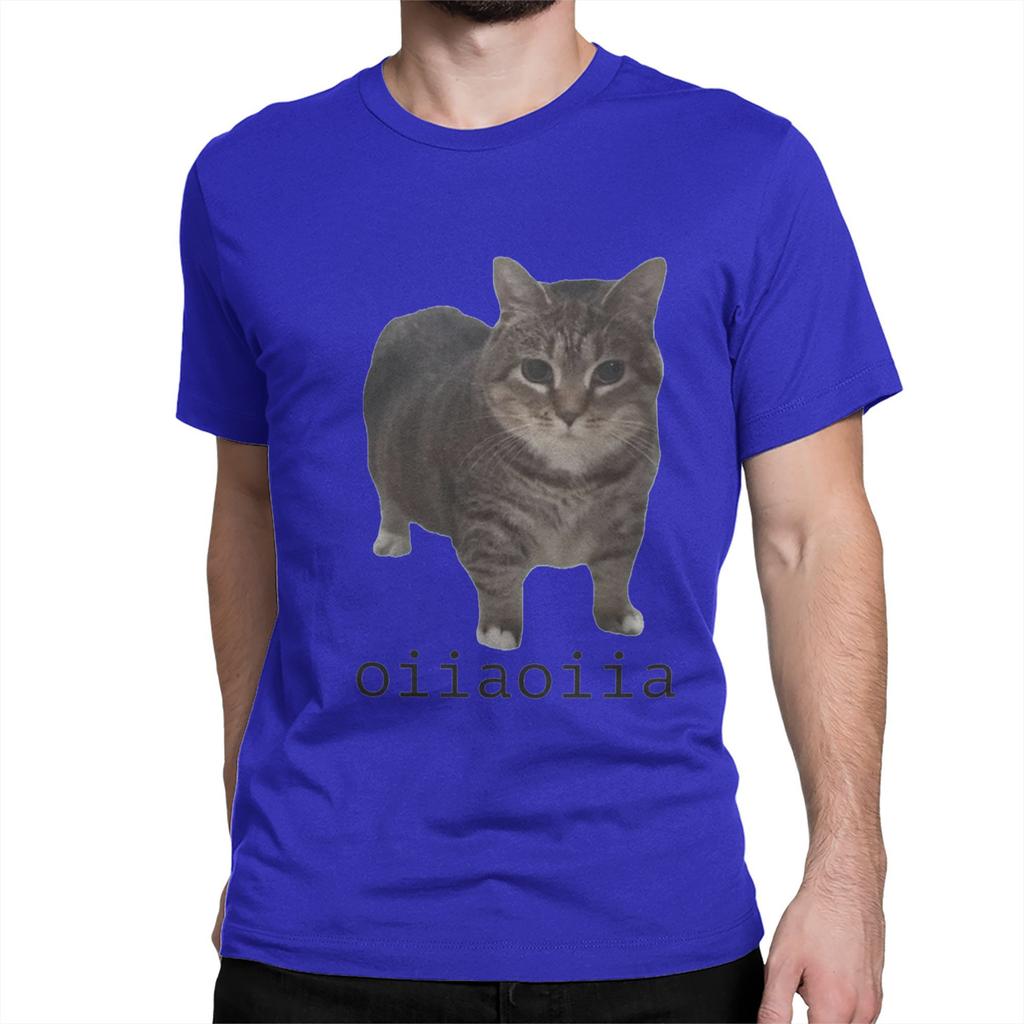 Brainrot Katze T-Shirts Herren 100% Baumwolle Lustiges T-Shirt Rundhals oiiaoiia Katze T-Shirts Kurzarm Kleidung 4XL 5XL 6XL