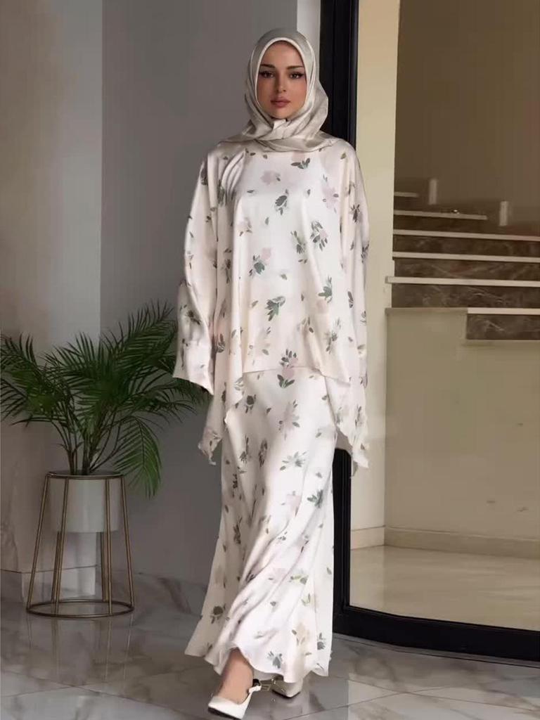 Women's Casual Printed Long Robe Dress Set - European American Spring/Summer 2025 Collection