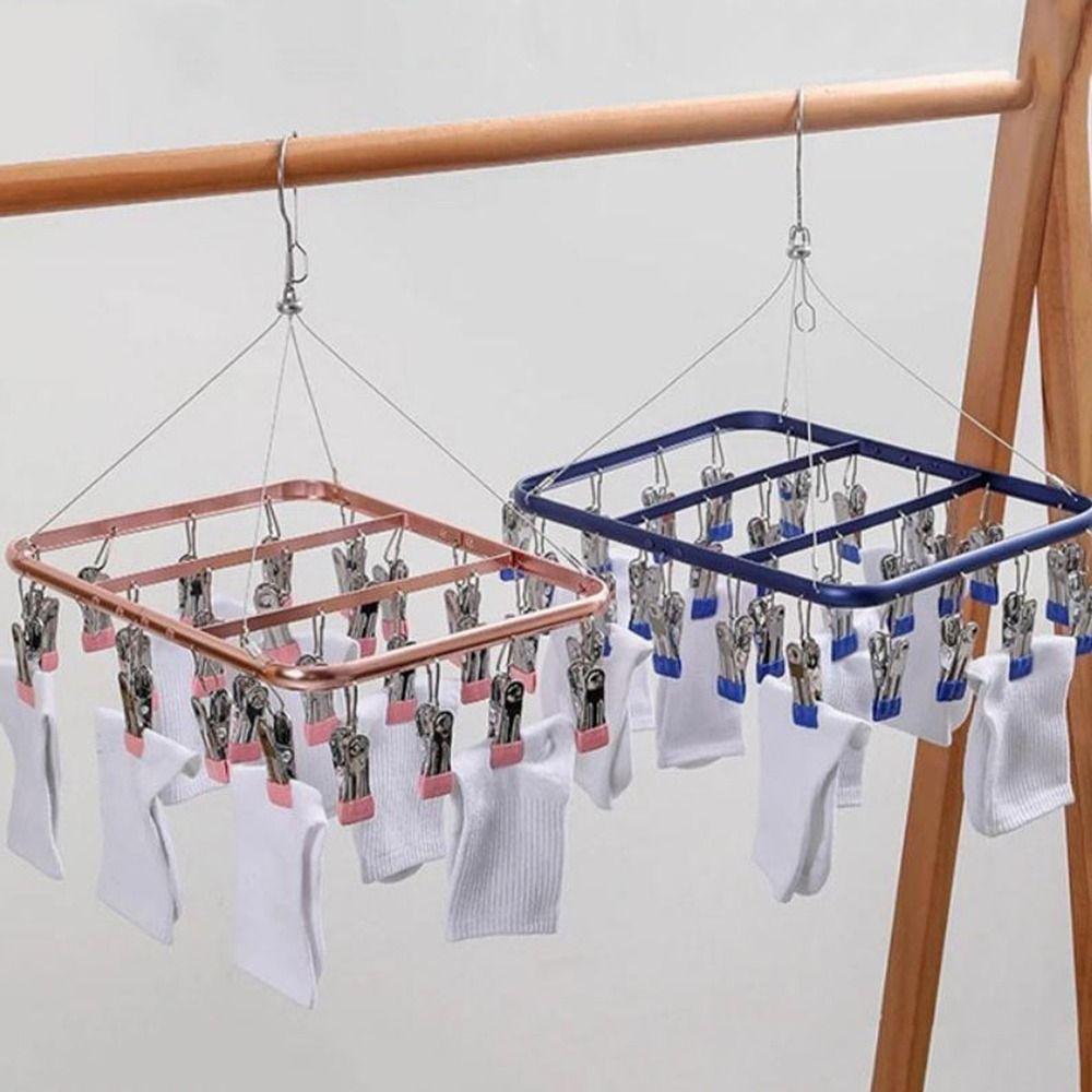 Aluminum Alloy Socks Drying Rack Windproof Anti slip Towel Socks Hanger Strong Load-Bearing Wardrobe Organizer for Home