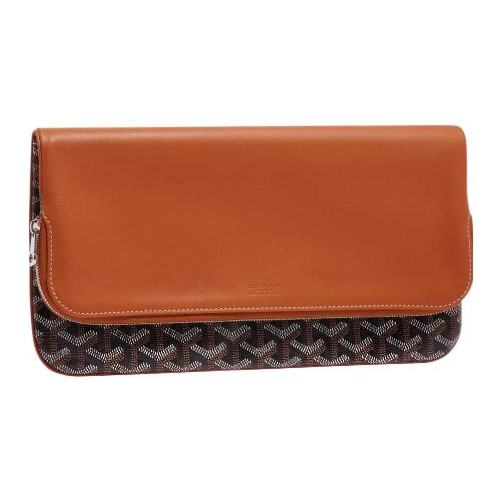 Goyard Sainte-Marie Monogrammed Flap Design Canvas And Leather Clutch Bag Medium Unisex clutch bag Brown STMARIMMLTY-01CL03P