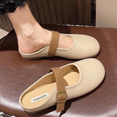 Baotou Soft-soled Slippers Spring New Shoes Comfortable and Casual Flat-bottomed Retro Ins Half Drag