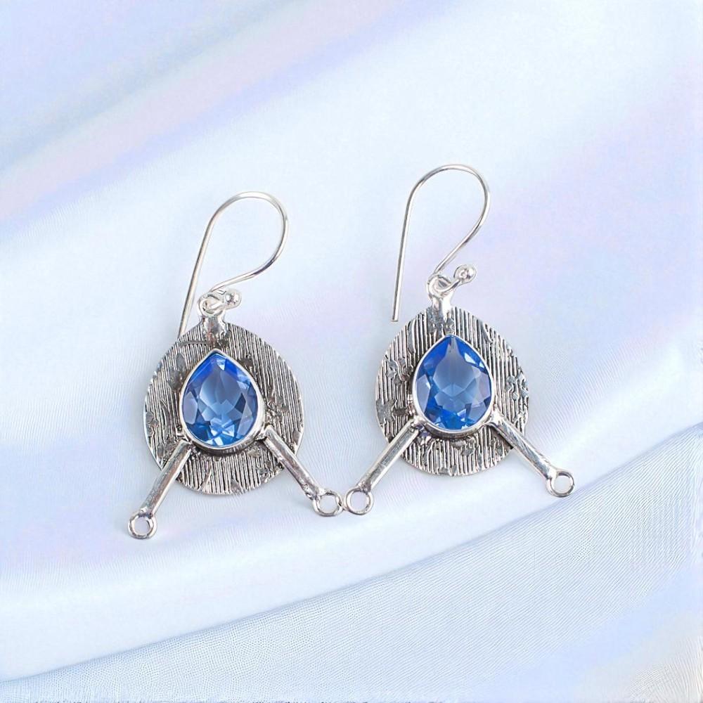 

Natural Tanzanite Gemstone 925 Sterling Silver Jewelry Handmade Earrings 1.86 EE-78-10
