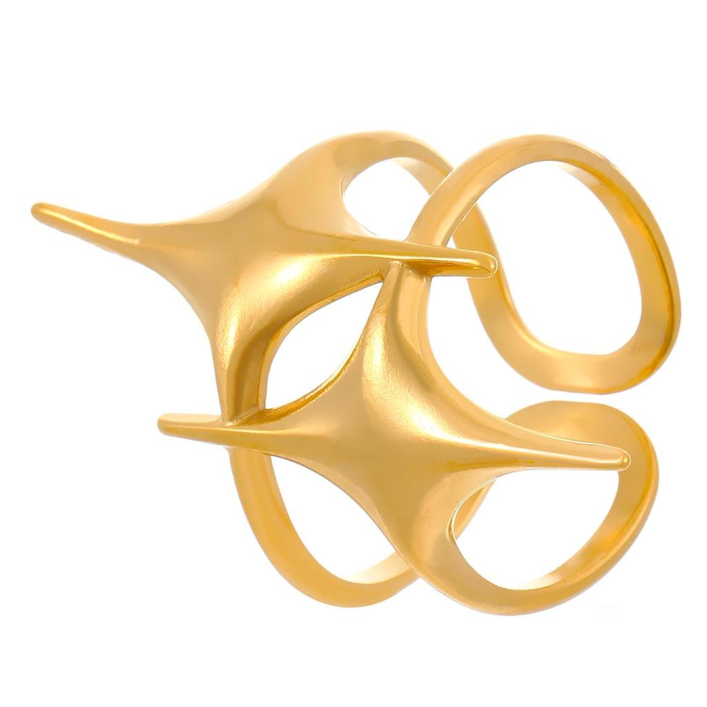 High-End Edelstahl Blumen- & Seestern Offener Ring für Damen