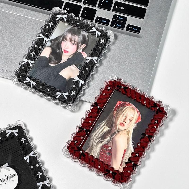 Sweetheart Knot Acrylic Photo Frame Kawaii Card Frame for 3 Inch Anime Photocard Display Polaroid Protective Cover Wholesales