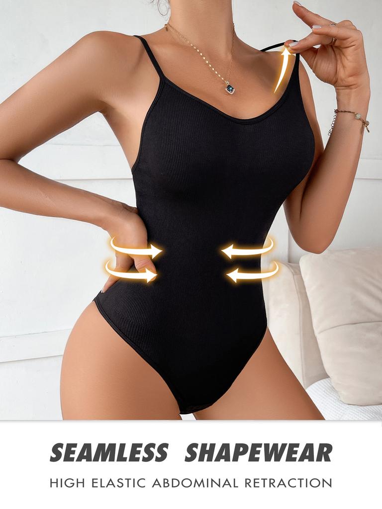 Super Sale V Neck Spaghetti Strap Bodysuit Compression BodySuits Open Crotch Shapewear Slimming Body Shaper Smooth Out