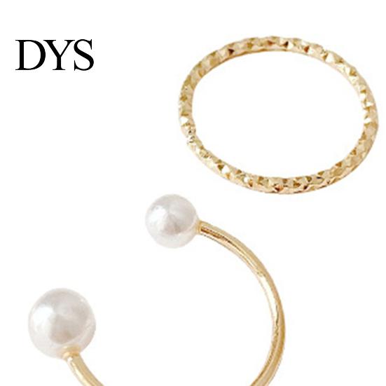 Lightweight Copper Ring 4 Pcs/Set Women Set Different Shape Irregular Faux Pearl Polished Smooth Open Adjustable Stainless Solid Color Punk