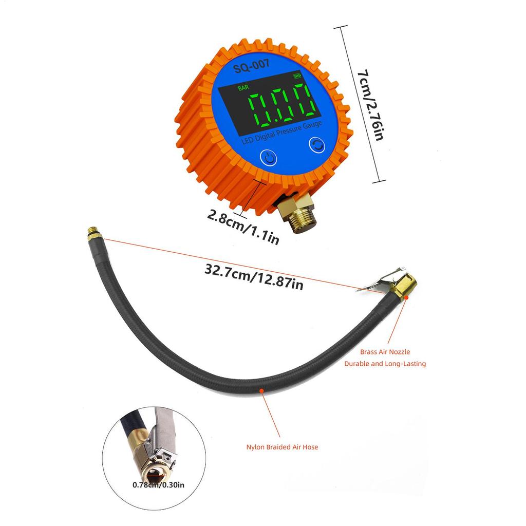 Air Gauge Tire Pressure Digital Heavy Duty Compressor Accessories Digital Tire Pressure Gauge With Inflator For Trailer RV Truck