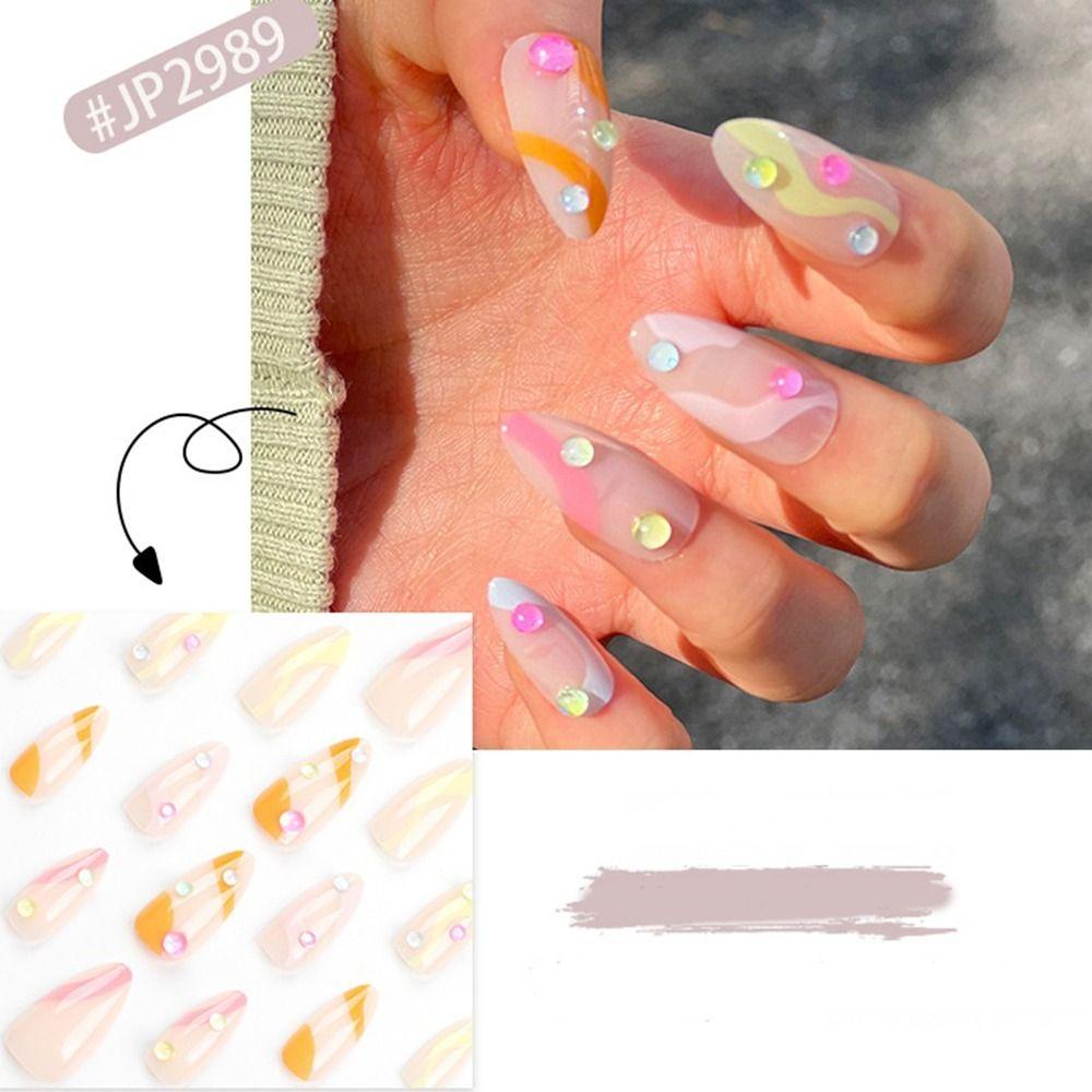 

Colorful Striped Fake Nials French Press on Nails Manicure False Nails DIY