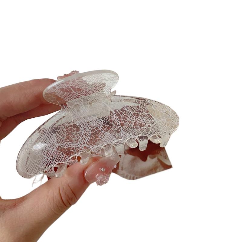 1pc New Style Elegant Ins Style Hair Clip With Acetate Lace Pattern For Back Of Head; Korean Style Claw Clip