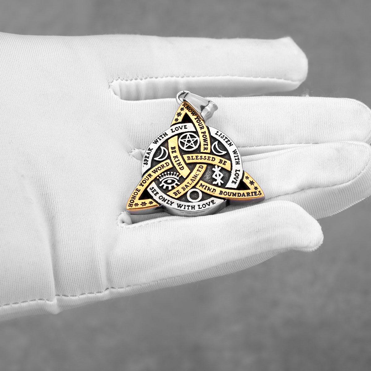 

Stainless Steel Vikings Moon Star Pendant Men Vintage Punk Mixed Gold Color Celtic Rune Amulet Necklace Jewelry for Boyfriend