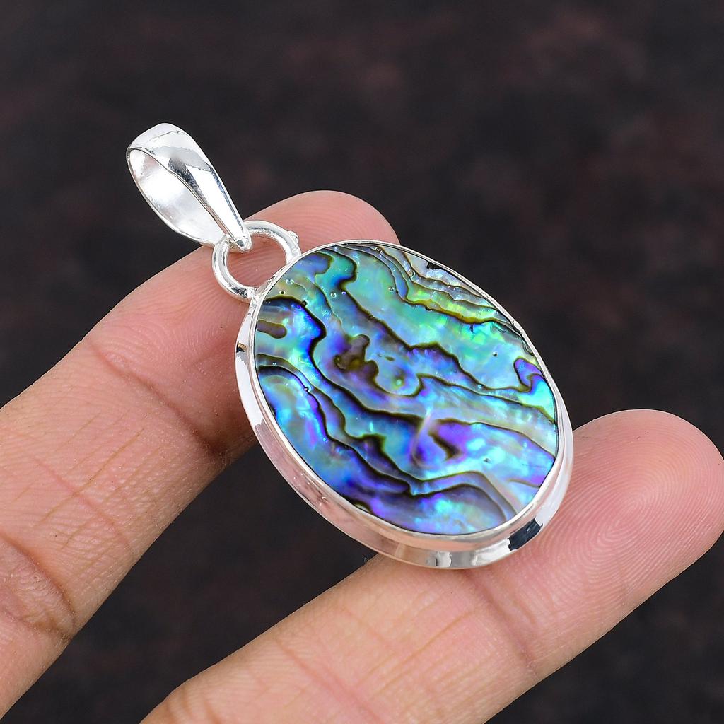 Abalone Muschel Anhänger Handgefertigter Edelstein Schmuck 925 Sterling Silber Anhänger Antiker Anhänger Original Abalone Muschel Schmuck Geschenk für Freund