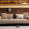 Retro High-End Straight Row Sofa Cushion Autumn And Winter Plush Leather Sofa Special Seat Cushion Fixed Non-Slip Cover Cover Cloth