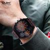 Oulm HP1349 Men's Sport Quartz Wristwatch Super Big Dial Decorative Compass Business Style Leather Band New Large Dial for Men