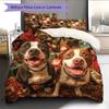 Happy Pitbull Pattern Bedding Home Decoration Birthday Gift (1 * duvet cover + 2 * pillowcase, without core)