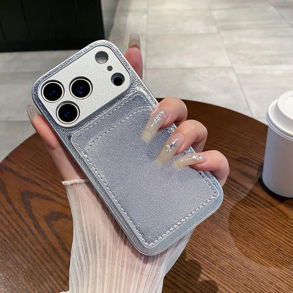 Für iPhone 17 Pro Max Hülle Unifarbene PU-Leder-TPU-Kartenhalter-Handyhülle