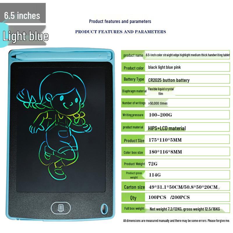 Kids' LCD Drawing Tablet - 6.5/8.5/10/12 Inch with One-Click Clear Screen