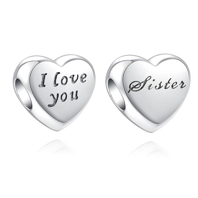 New European I Love You Dauther Auntie Cousin Diy Bead Fit Original Charms Silver 925 Bracelet Jewelry Women Acessories