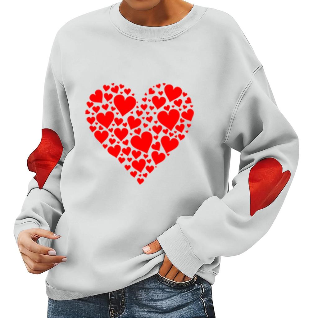 Ladies' Valentine's Day Printed Casual Long Sleeved Sports Hoodie Top