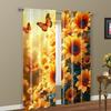 2pc,  Window Curtains Sunflower 100% Polyester,Without Electricity Family Party Decoration Applies To Hotel Decoration