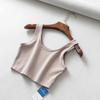 Sexy Women Summer Crop Tank Tops Sleeveless Short Cotton U Collar Knitted Bar