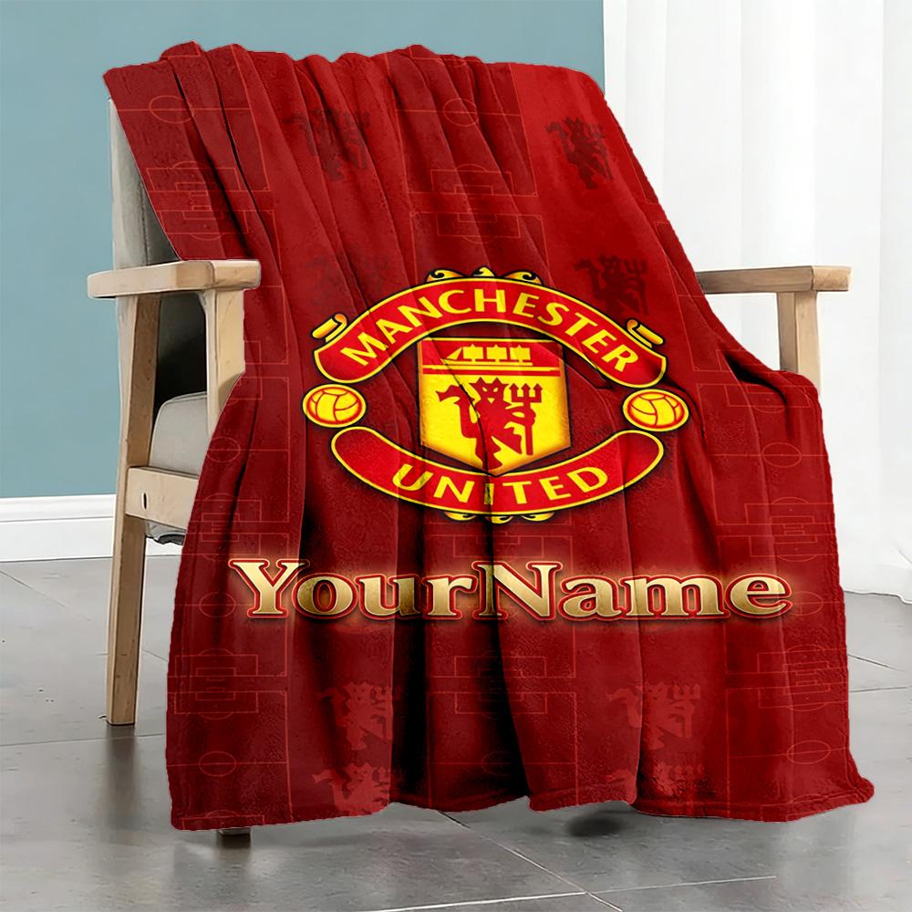 Manchester Personalized Text Blanket Multi-purpose Personalized Blanket Ultra-Soft for Chair Office Picnics Bedding All-Season Use
