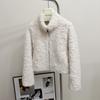 Off-white High-end Stand-up Collar Environmentally Friendly Fur Jacket for Women's Autumn and Winter New Temperament Plush Short Top