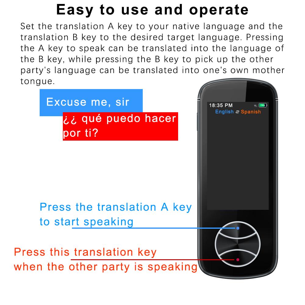 Smart Multilingual Translator, Offline Translation, Photo Translation, Equipped with a 3.0-inch Touchscreen, Supports 107 Languages