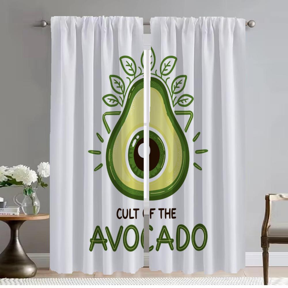 Avocado Verdunkelungsvorhänge für Wohnzimmer Vorhang Heiminnenvorhänge 2 Stück Jalousien Halloween Dekoration Tüll für Schlafzimmer