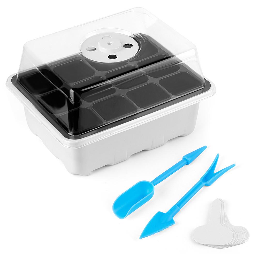 12 Holes Indoor Greenhouse Cultivation Box Seeding Tray Plant Nursery Box Set Gardening Germination Tray for Plant