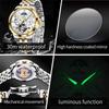 OLEVS 7018 Men's Watches Dgital Dial Skeleton Flywheel Automatic Mechanical Wristwatch Luxury Moon Phase Week Calendar Man Watch