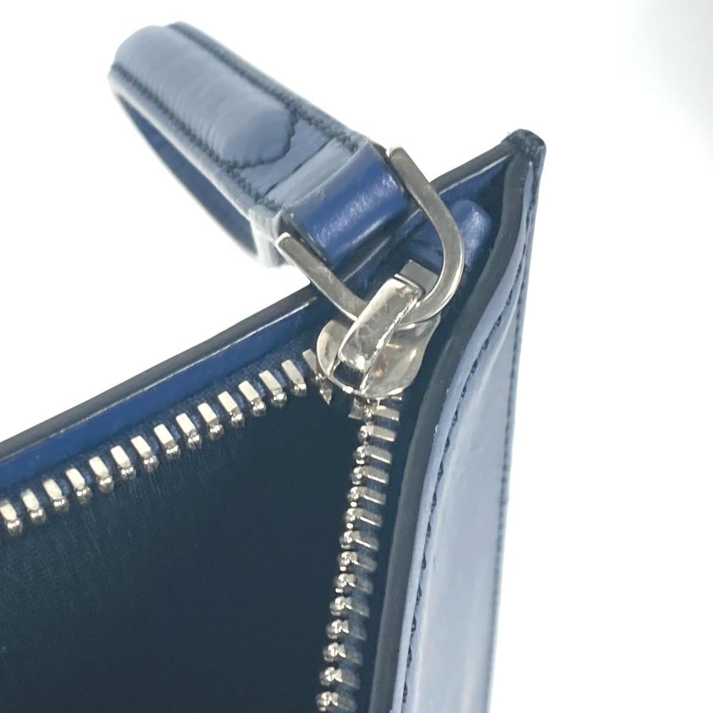 Salvatore Ferragamo Gancini Bag Pouch with Strap Clutch Bag Leather Blue