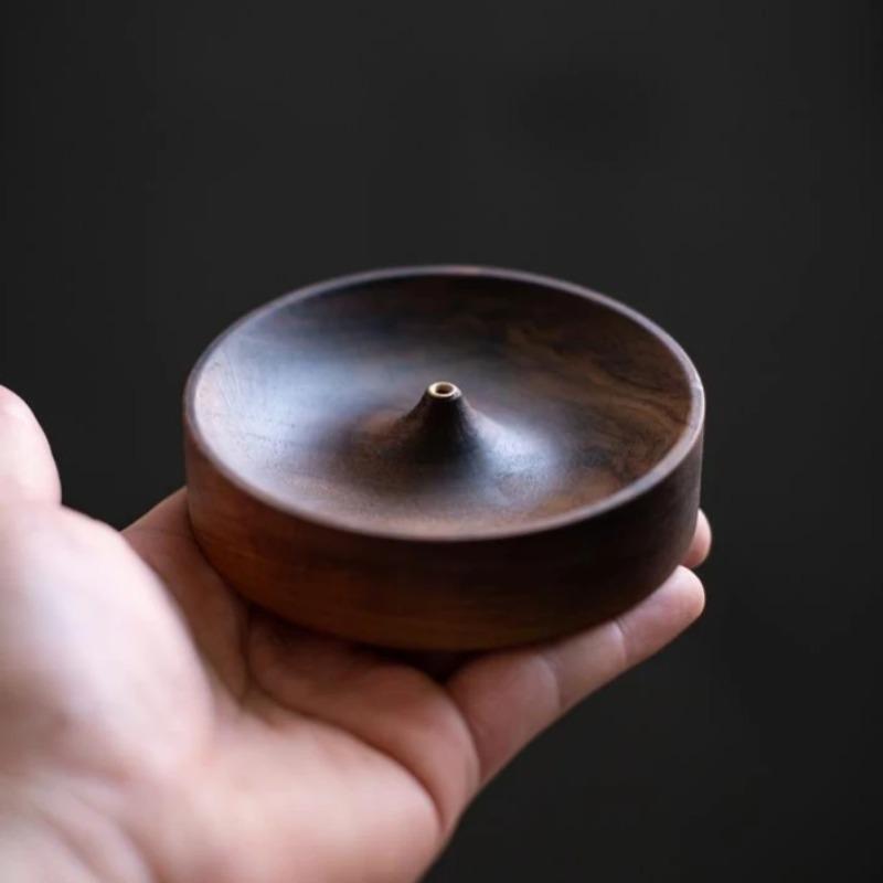 Räucherstäbchenhalter Massivholz Nordamerikanische Schwarznuss Stäbchen Handgefertigt Teezeremonie Rund Räuchergefäß Agarholz Tablett Halter