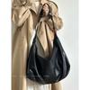 Soft Leather Large-capacity Black Dumpling Bag Women's 2025 New Retro High-end Casual One-shoulder Messenger Tote Bag