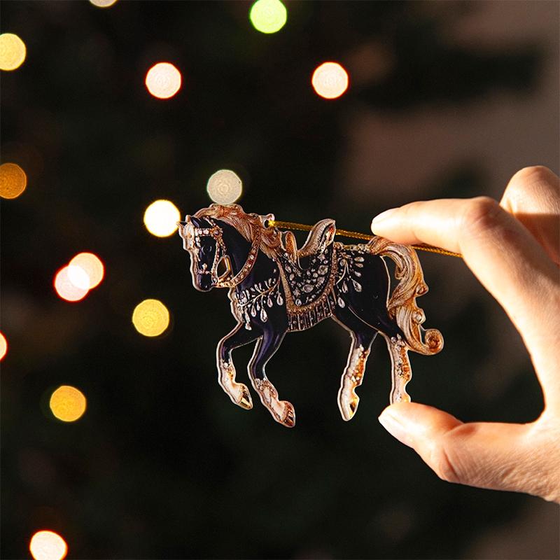 2D Acrylic Horse Pendant Christmas Tree Ornament New Year Decoration Navidad Party Decoration Xmas Ornament Charms Supplies