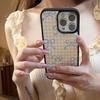 ins yellow plaid bow for iPhone17Pro mobile phone case 15 matte PC16 girl 13 large holes 14 hard