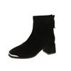 Women's Square Heels High Heeled Shoes Autumn New Fashion Zipper Vintage Short Boots Luxury Outdoor Non Slip Comfort Ankle Boots