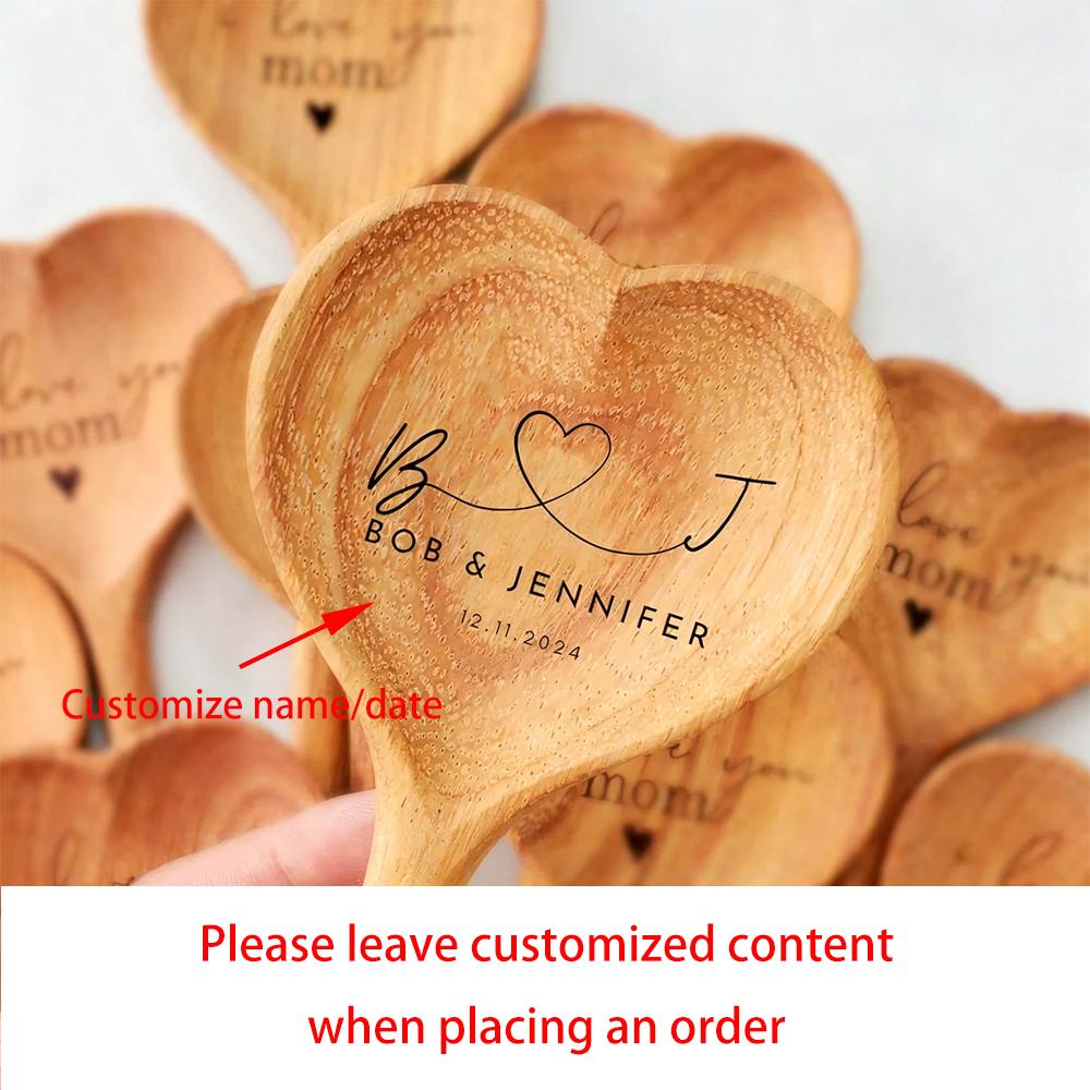 Personalized Heart Wooden Spoon Bridal Shower Wedding Favors for Guests Thank You Gift Bachelorette Party Favor Cooking Supplies
