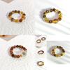 Stunning Geometric Beaded Ring Set Featuring Golden Tiger Eye And Yellow Crystal
