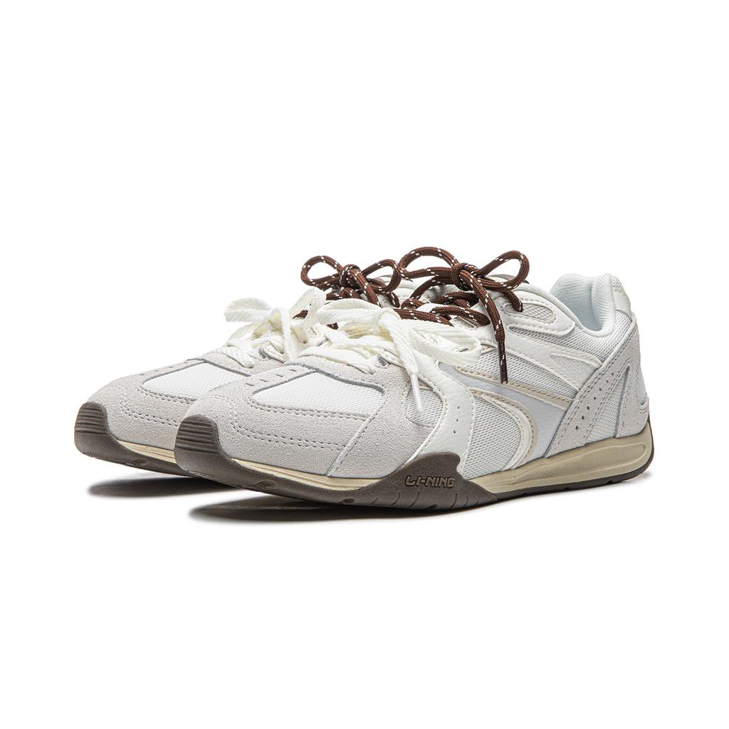 Li Ning Film Retro Slip Resistant, Abrasion Resistant, Lightweight Low Top Casual Shoes Women's Mist White AGLV204-11