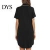 Lady Sleepwear Women Summer Nightdress Short Sleeve Shirt Type Lapel V Neck Single-breasted Loose Solid Color Homewear Sleep Dress Nightwear Suspender