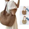 Borse di Paglia Estive da Donna Borse a Spalla di Paglia Borsa con Manico Superiore Intrecciata in Rattan Borsa da Spiaggia all'Uncinetto in Rafia Vuota Borse a Mano Casual