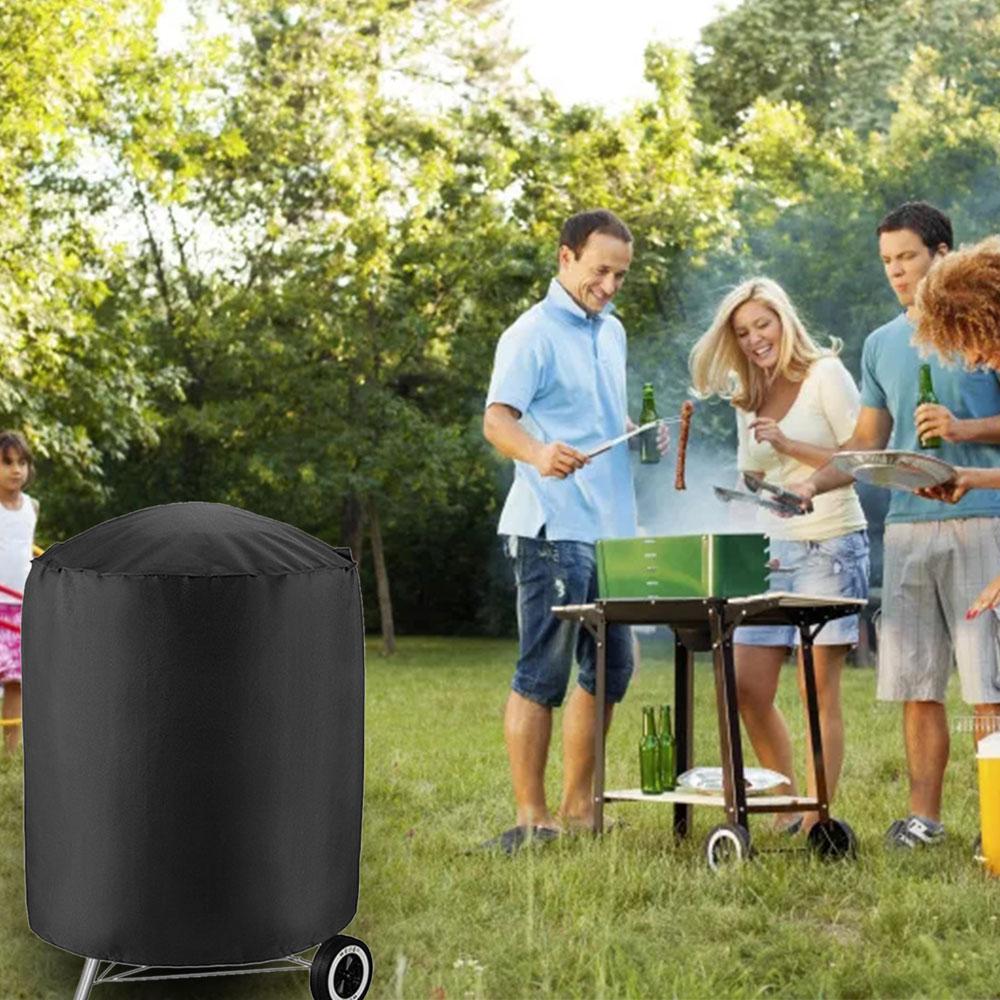 1pc BBQ Cover Outdoor Dust Waterproof Weber Heavy Duty Grill Cover Rain Protective Outdoor Barbecue Cover Round Grill Cover