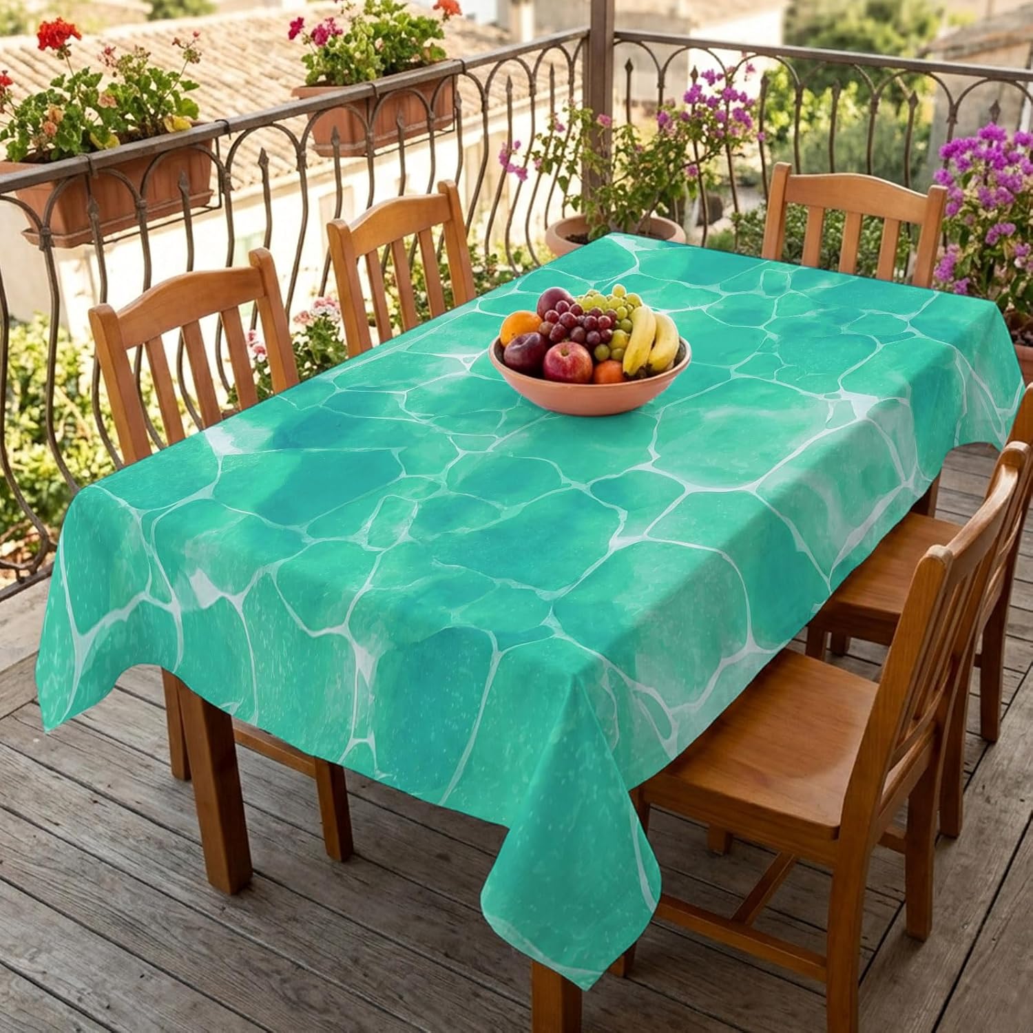 Zomer Kust Diepblauw Golven Rechthoekige Tafelkleed voor Tafeldecoratie Herbruikbaar Keuken Eettafelkleed Bruiloftsdecoraties 100x160cm