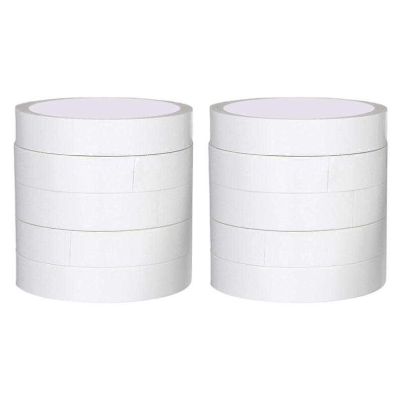 10 Rolls High Strength White Double Sided Tape Strong Adhesive Mounting Tape for Craft Scrapbooking 10Meter Per Roll