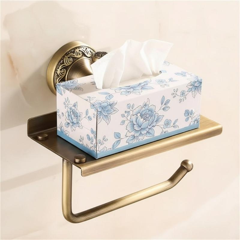 Antique Styles Bathroom Paper Towel Rack Multifunctional Shelf For Soap Dispenser And Accessory