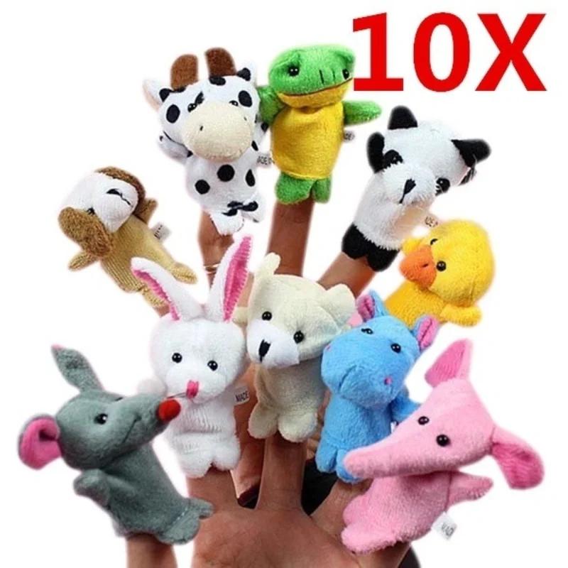 10 Pcs Cartoon Biological Animal Finger Puppet Plush Toys Dolls Child Baby Favor Mini Decoration Room Accessories