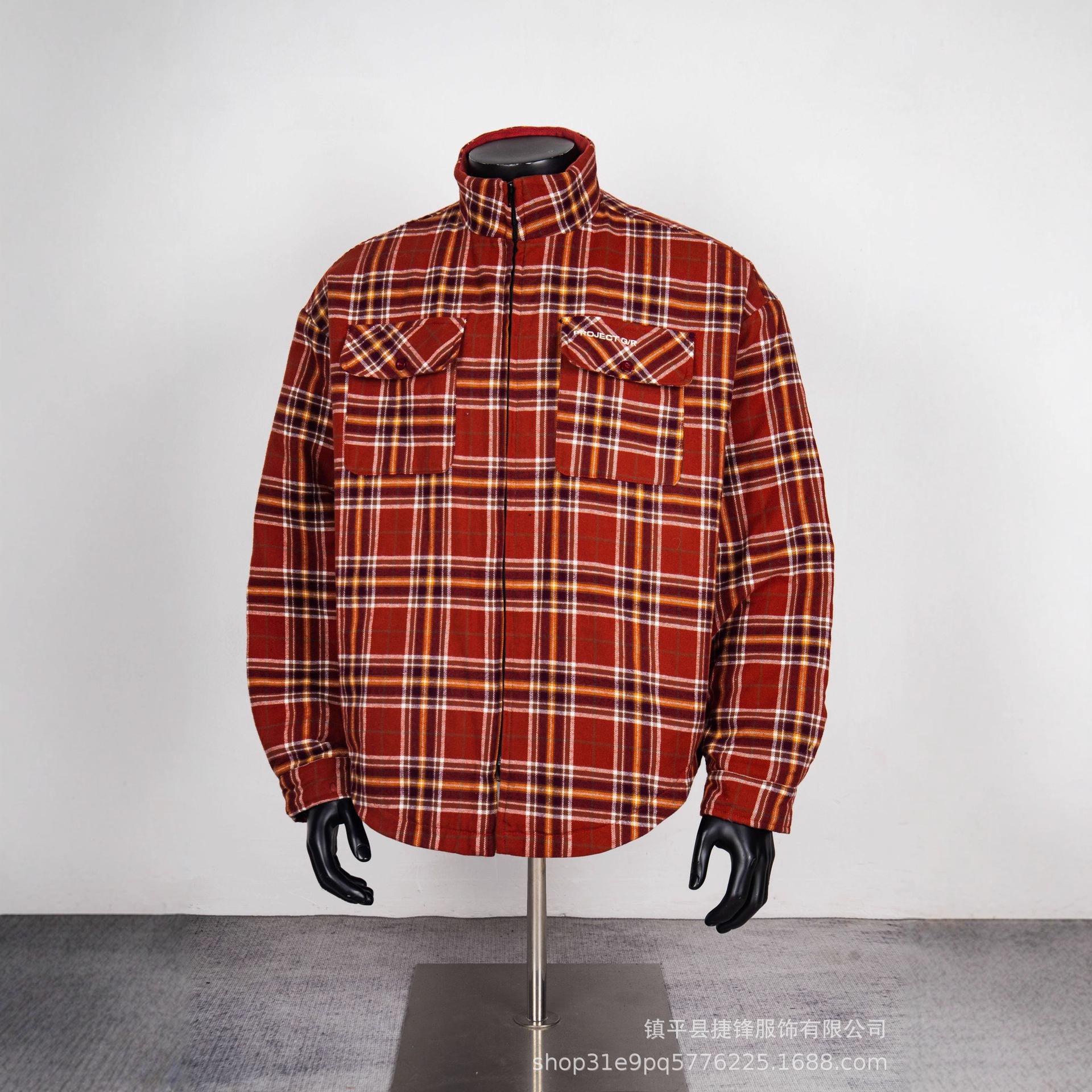 2025 Unisex Autumn/Winter Patchwork Embroidered Plaid Padded Jacket Size 3 синий